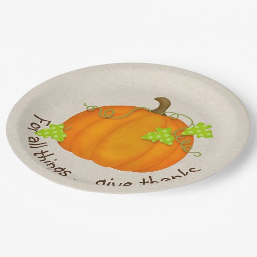 Orange Pumpkin on Burlap Pappteller (Schrägansicht)