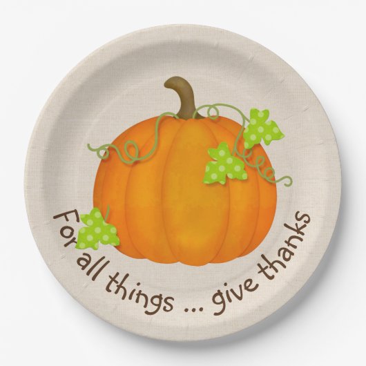 Orange Pumpkin on Burlap Pappteller (Vorderseite)