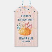 Orange Pumpkin on Pink and Gold Streifen Geschenkanhänger (Vorderseite)