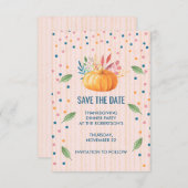 Orange Pumpkin on Pink and Gold Stripes STD Save The Date (Vorne/Hinten)