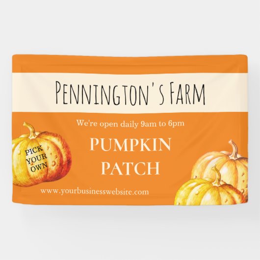 Orange Pumpkin Patch Farm Banner (Horizontal)