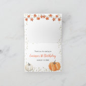 Orange Pumpkin Patch Herbst Geburtstag Dankeskarte (Innenseite)
