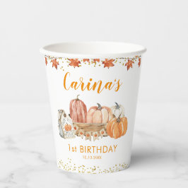 Orange Pumpkin Patch Herbst Geburtstags-Papier-Cup Pappbecher