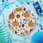 Orange Pumpkin Pattern Erntedank Dinner Party Pappteller (Party)