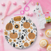 Orange Pumpkin Pattern Erntedank Dinner Party Pappteller (Party)