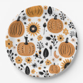 Orange Pumpkin Pattern Erntedank Dinner Party Pappteller (Vorderseite)