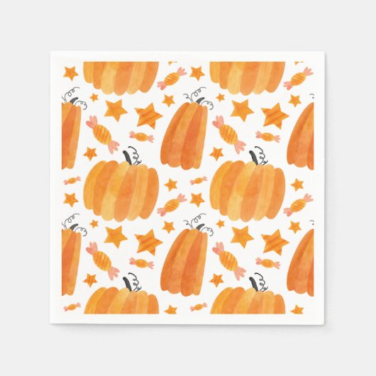 Orange Pumpkin Pattern Party Napkin Serviette (Vorderseite)