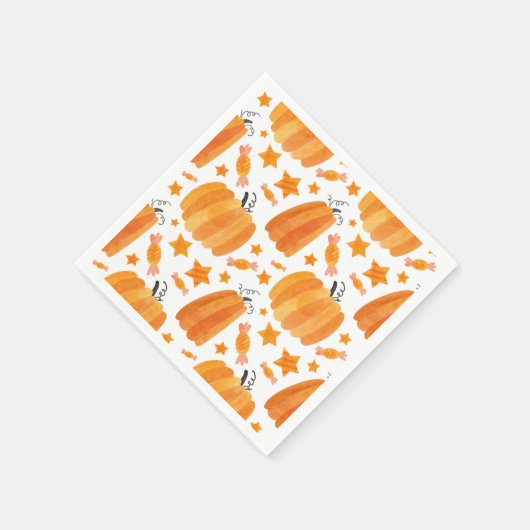 Orange Pumpkin Pattern Party Napkin Serviette (Ecke)