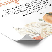 Orange Pumpkin Rustic Floral Spate Night Diapers Poster (Ecke)