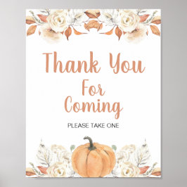 Orange Pumpkin Rustic Floral Vielen Dank für Ihren Poster