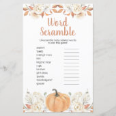 Orange Pumpkin Rustic Floral Word Scramble (Vorderseite)