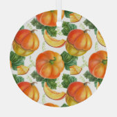 Orange Pumpkin: Sommer-Herbst Gemüsemuster. Ornament Aus Glas (Rückseite)