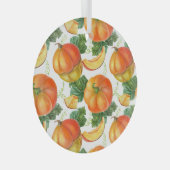 Orange Pumpkin: Sommer-Herbst Gemüsemuster. Ornament Aus Glas (Vorderseite Rechts)