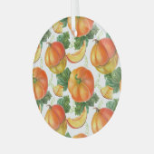 Orange Pumpkin: Sommer-Herbst Gemüsemuster. Ornament Aus Glas (Vorderseite links)
