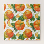 Orange Pumpkin: Sommer-Herbst Gemüsemuster. Puzzle (Horizontal)