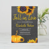 Orange Pumpkin Sonnenblumen Chalkboard Brautparty Einladung (Stehend Vorderseite)