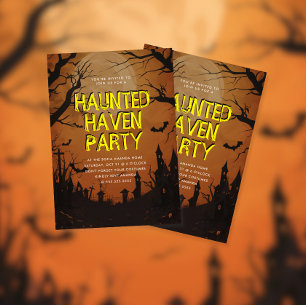 Orange Pumpkin Spuk Haven Halloween-Party Einladung