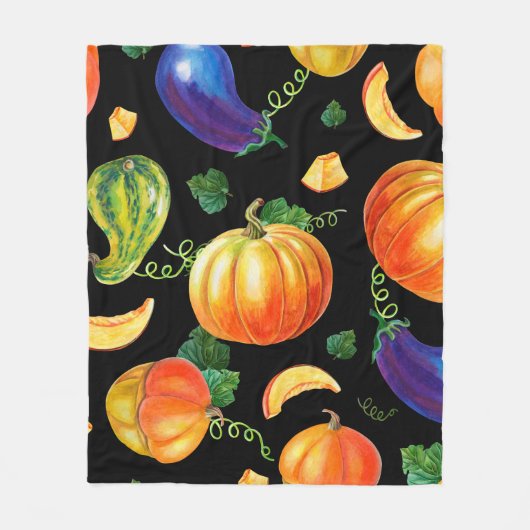 Orange Pumpkin, Striped Zucchini, blue eggplant on Fleecedecke (Vorderseite)