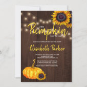 Orange Pumpkin Sunflowers Barn Wood Baby Dusche Einladung (Vorderseite)