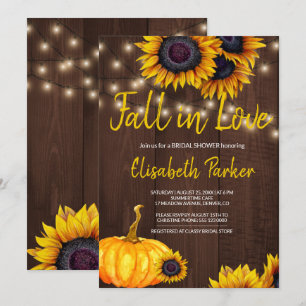Orange Pumpkin Sunflowers Barn Wood Brautparty Einladung