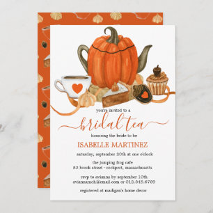 Orange Pumpkin Teapot Fall Bridal Tee Einladung