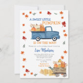 Orange Pumpkin Truck Baby Shower Girl Einladung (Vorderseite)