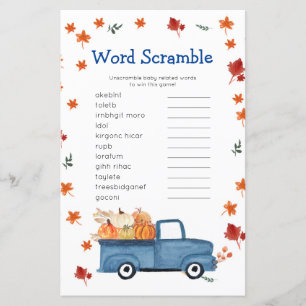 Orange Pumpkin Vintag Truck Word Scramble Game