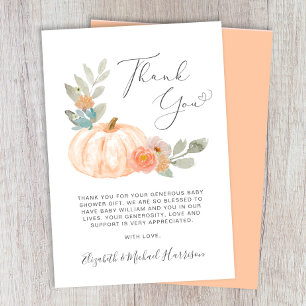 Orange Pumpkin Watercolor Babydusche Dankeskarte