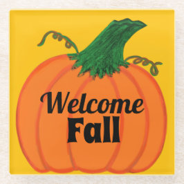 Orange Pumpkin Welcome Fall Glasuntersetzer