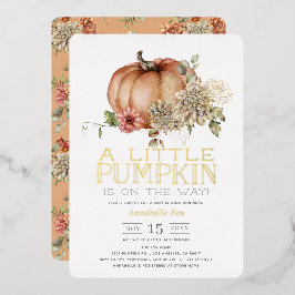 Orange Pumpkin & White Dahlia Baby Dusche Folieneinladung