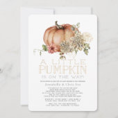 Orange Pumpkin & White Dahlia Baby Dusche von Mail Einladung (Vorderseite)