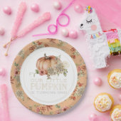 Orange Pumpkin & White Dahlia Birthday Pappteller (Party)