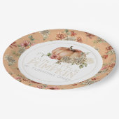 Orange Pumpkin & White Dahlia Birthday Pappteller (Schrägansicht)