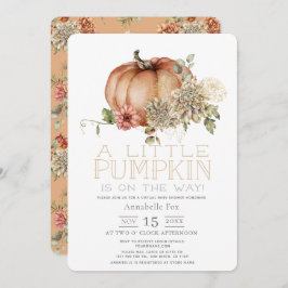 Orange Pumpkin & White Dahlia Virtual Baby Dusche Einladung