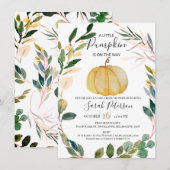 Orange Pumpkin Wreath Gender Neurtral Baby Dusche Einladung (Vorne/Hinten)