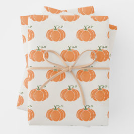 Orange Pumpkins auf Beige Geschenkpapier