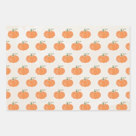 Orange Pumpkins auf Beige Geschenkpapier Set (Vorderseite)