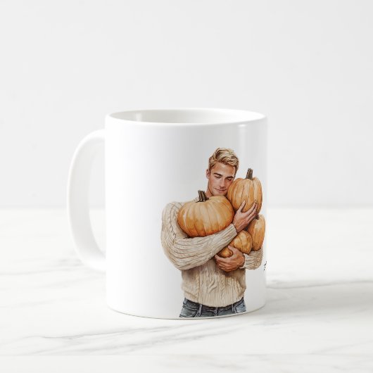 Orange Pumpkins Blond Man Kaffeetasse (Vorderseite Links)