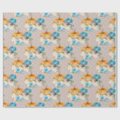 Orange Pumpkins Blue Pumpkins und Blume Danke Geschenkpapier (Flach)