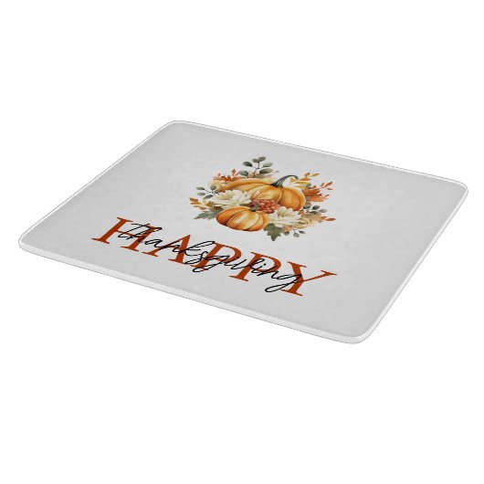 Orange Pumpkins & Blume Fall Erntedank Schneidebrett (Ecke)