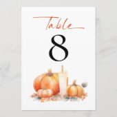 Orange Pumpkins Candle Wedding Tischnummer (Rückseite)