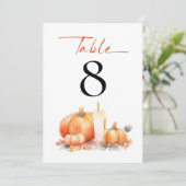 Orange Pumpkins Candle Wedding Tischnummer (Stehend Vorderseite)