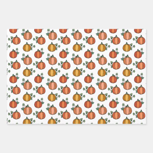 Orange Pumpkins Ghosts Halloween Mixed Patterns Geschenkpapier Set (Vorderseite 3)