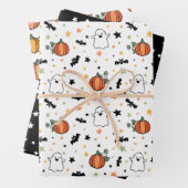 Orange Pumpkins Ghosts Halloween Mixed Patterns Geschenkpapier Set (Beispiel)