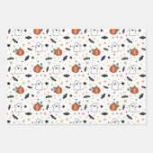 Orange Pumpkins Ghosts Halloween Mixed Patterns Geschenkpapier Set (Vorderseite)