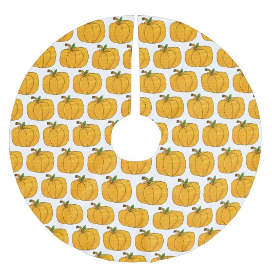 Orange Pumpkins Halloween-Baumrock Polyester Weihnachtsbaumdecke (Vorderseite)