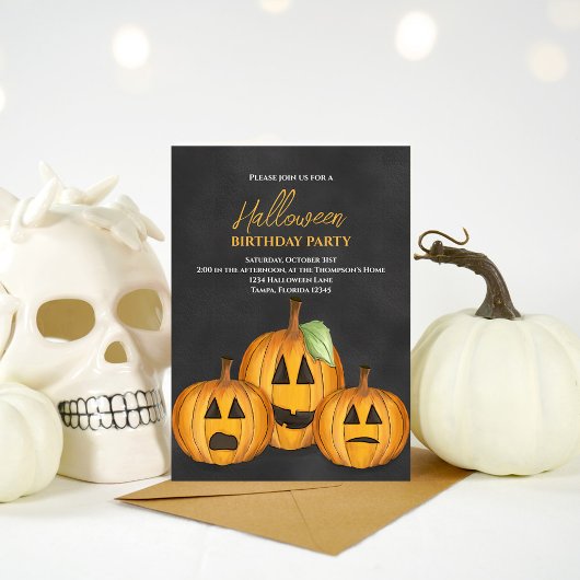 Orange Pumpkins Halloween Geburtstagsparty Einladung