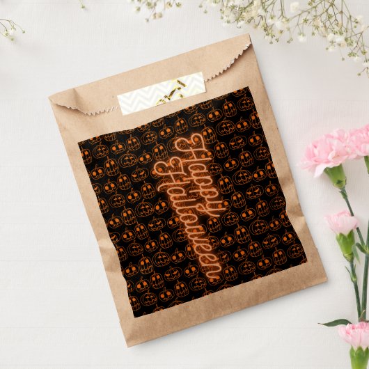 Orange Pumpkins Halloween Pattern Geschenktütchen (Versiegelt)