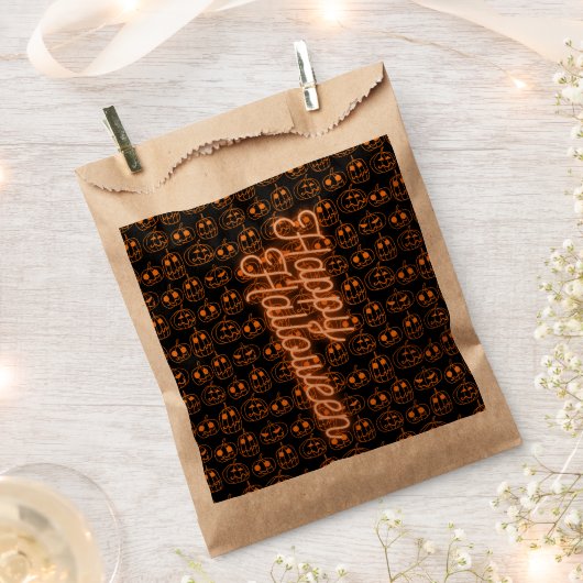 Orange Pumpkins Halloween Pattern Geschenktütchen (Ausgeschnitten)