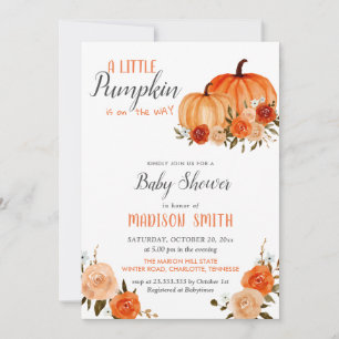 Orange Pumpkins Herbst Babydusche Einladung